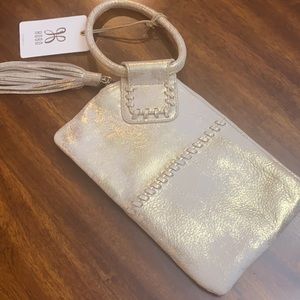 Distressed Gold Leather Wristlet